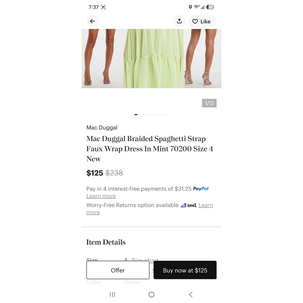 Mac Duggal Chiffon Braided Strap Tiered Formal Mini Dress Mint Green Size 2 NWT‎ - Picture 2 of 14